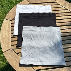 Set of Three maternity waist extenders shirt extender - Black, White, Gray